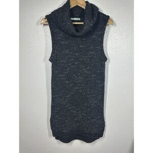 Newness Sweater Womens Medium Charcoal Gray Cowl Neck Sleeveless Tunic Pullover